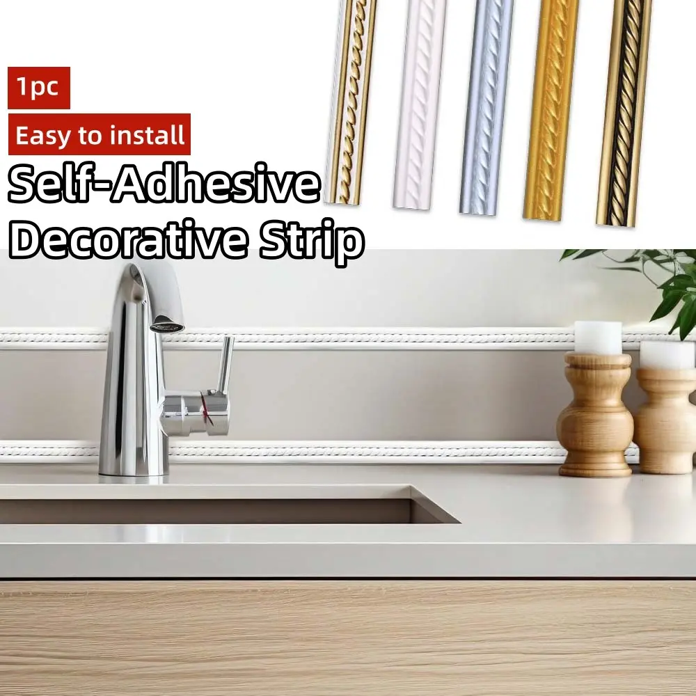 1 Roll 1 Meter PVC Self-Adhesive Decorative Strip, Flexible Molded Interior Wall Decoration, Easy Installation, Accent Wall Peel and Stick, Ceiling, Cabinet, Mirror Frame Decor