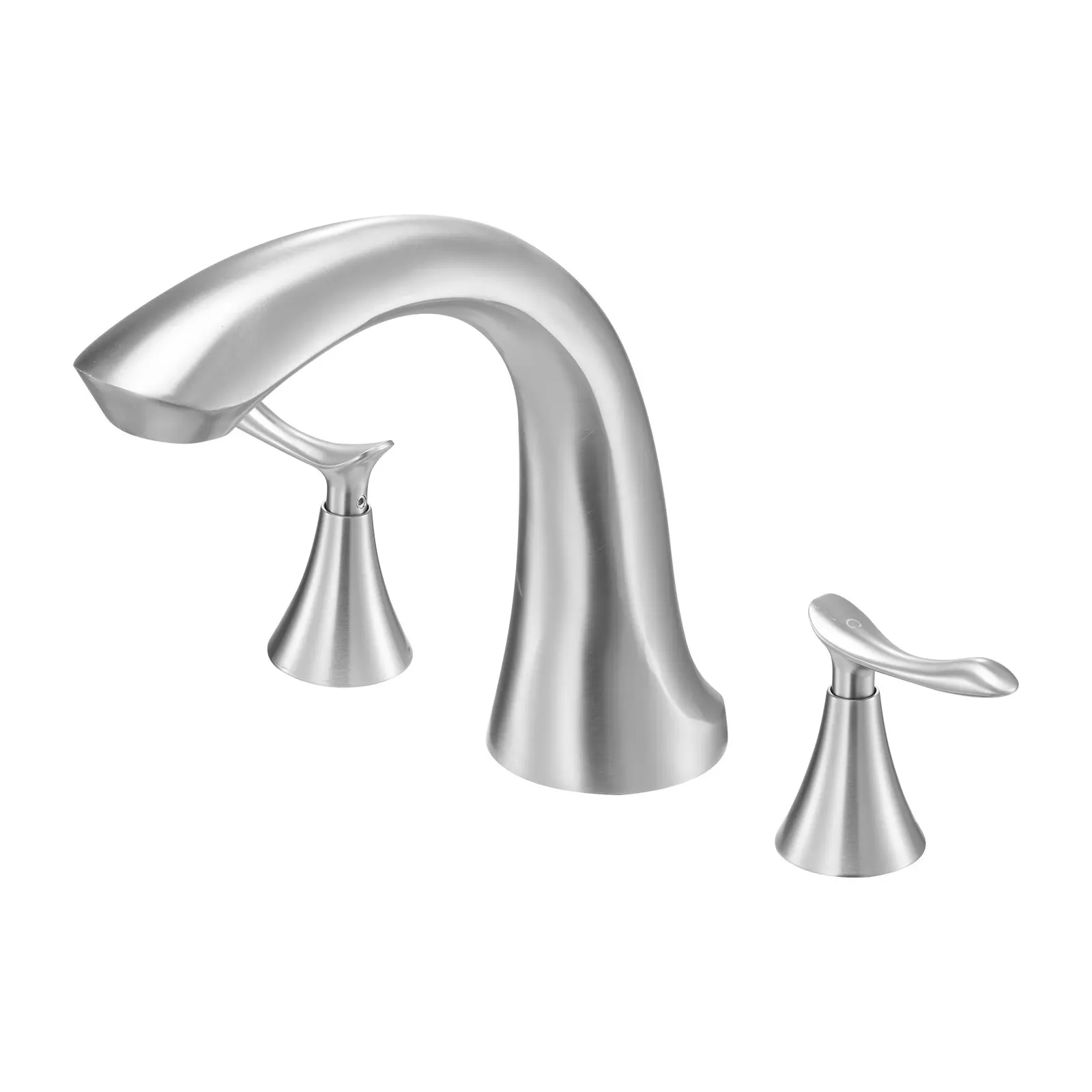 【Summerfinds】VEVOR Stainless Steel 3-Hole Fit Deck Mounted Roman Tub Faucet, Waterfall Flow Gooseneck Faucet Set with Dual Controls, for Pet Washing, Adult Bathing