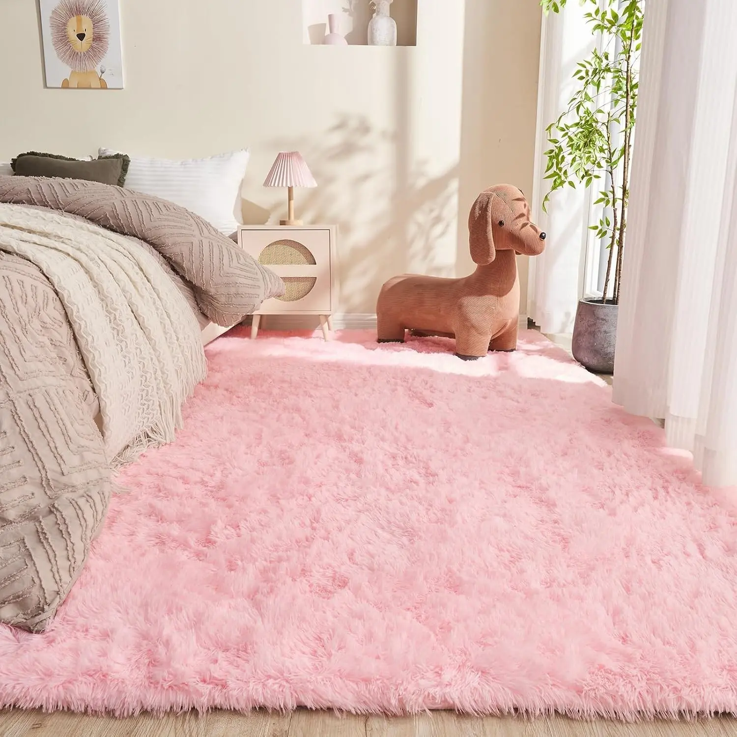 3x5 Pink Rugs for Bedroom, Ultra-Soft Fluffy Area Rugs for Living Room, 3 x 5 Shag Carpet for Nursery, Kids, Girl, Boy, Baby, Plush, Fuzzy, Shaggy, Cute Home Decor