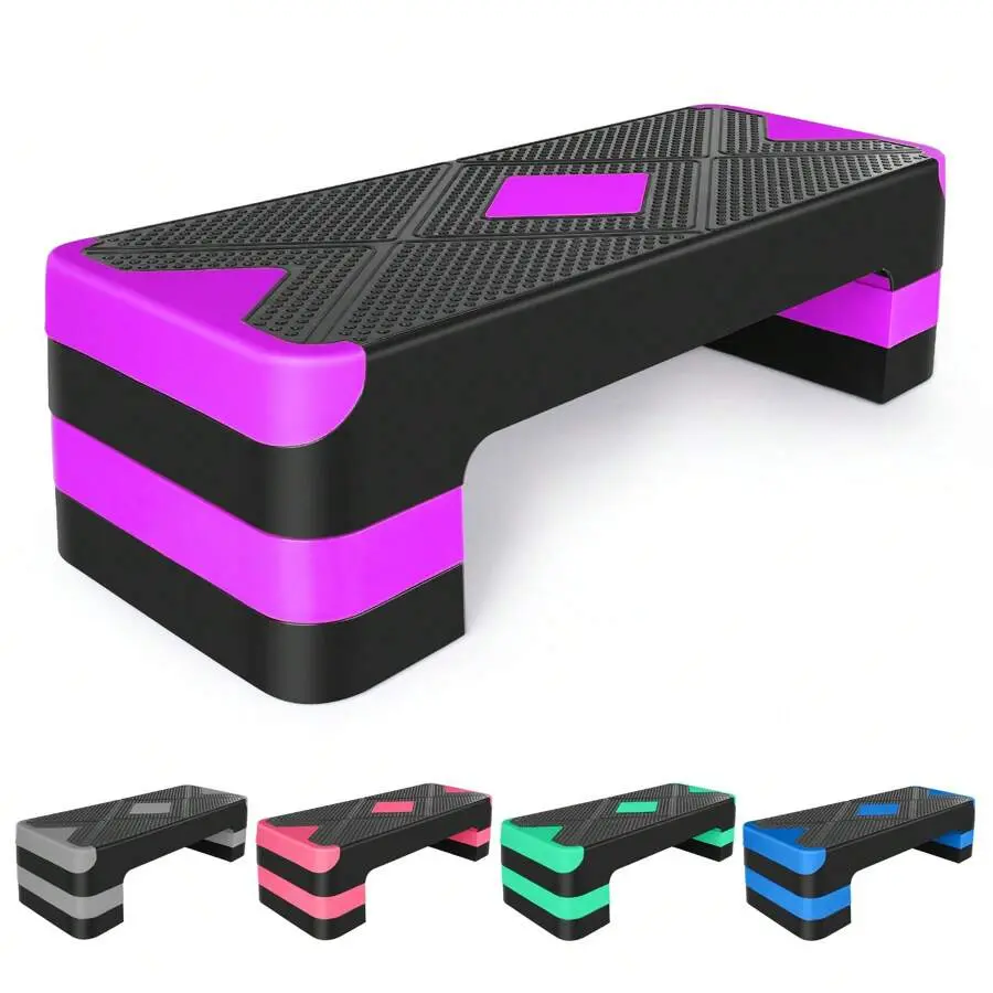 2026Aerobic Exercise Step Adjustable Aerobic Stepper For Exercise Workout Step Platform For Step Up, 26.5" Step Deck With 4" 6" 8" Adjustable Height Risers, Women Home Gym Cardio Fitness