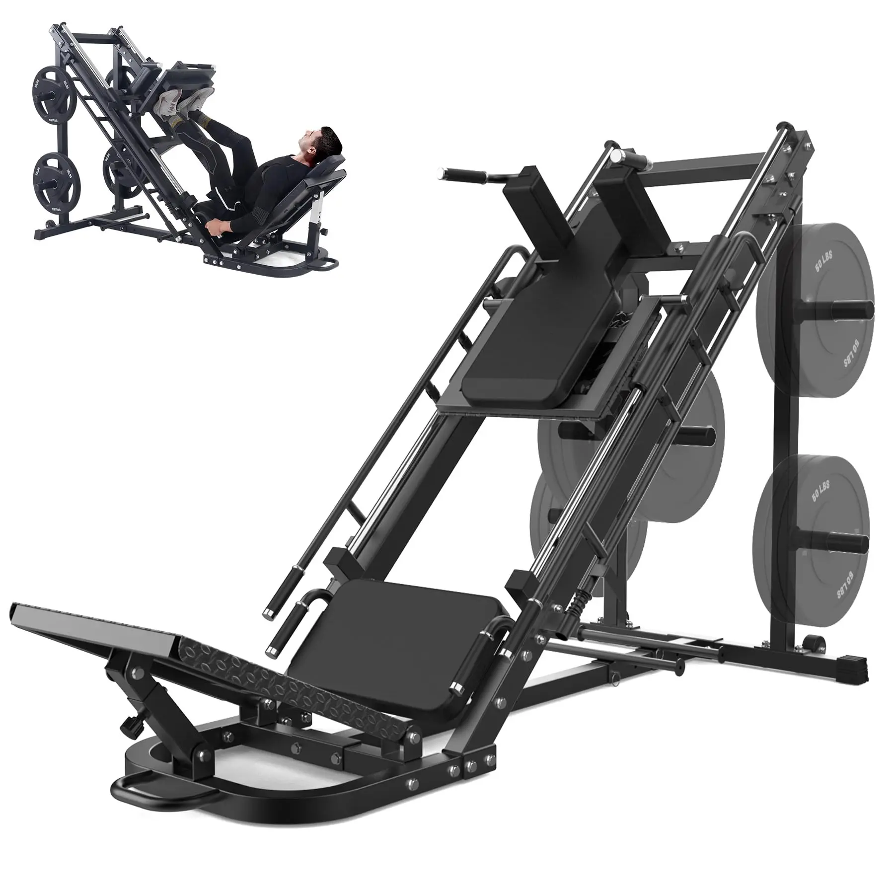 Garvee Leg Press Hack Squat Machine, 2 in 1 Leg Press Machine for Home Gym with Linear Bearing, Specialty Hack Squat Machine with Calf Block for Full Lower Body Workout, Black