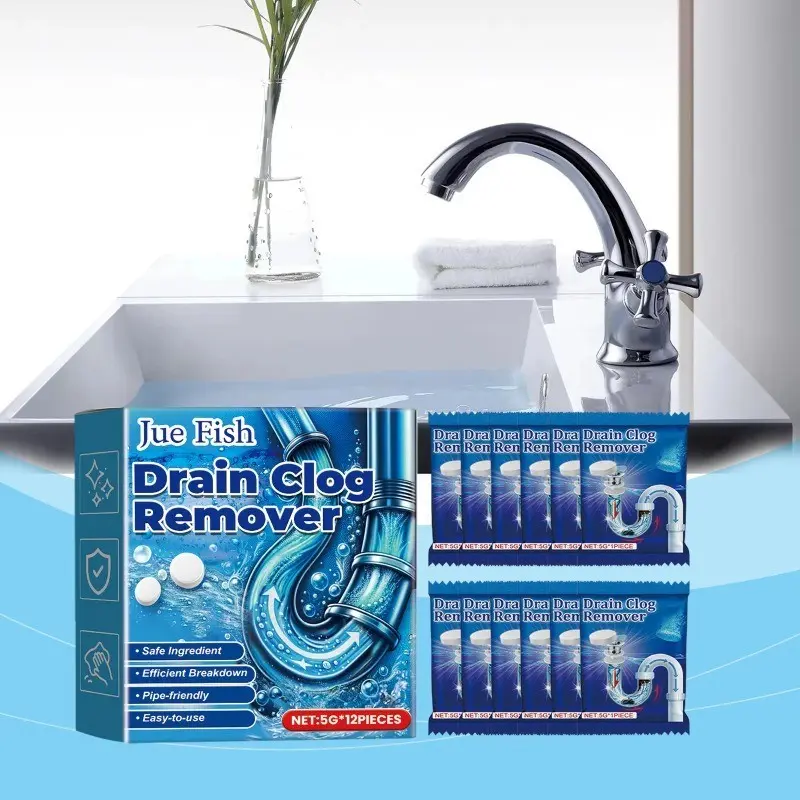 Pipe Dredges Effervescent Tablets Dissolve Toilet Floor Drains Kitchen Sewer Clogs Remover Odor Eliminator Tablets Cleaner 12PCS