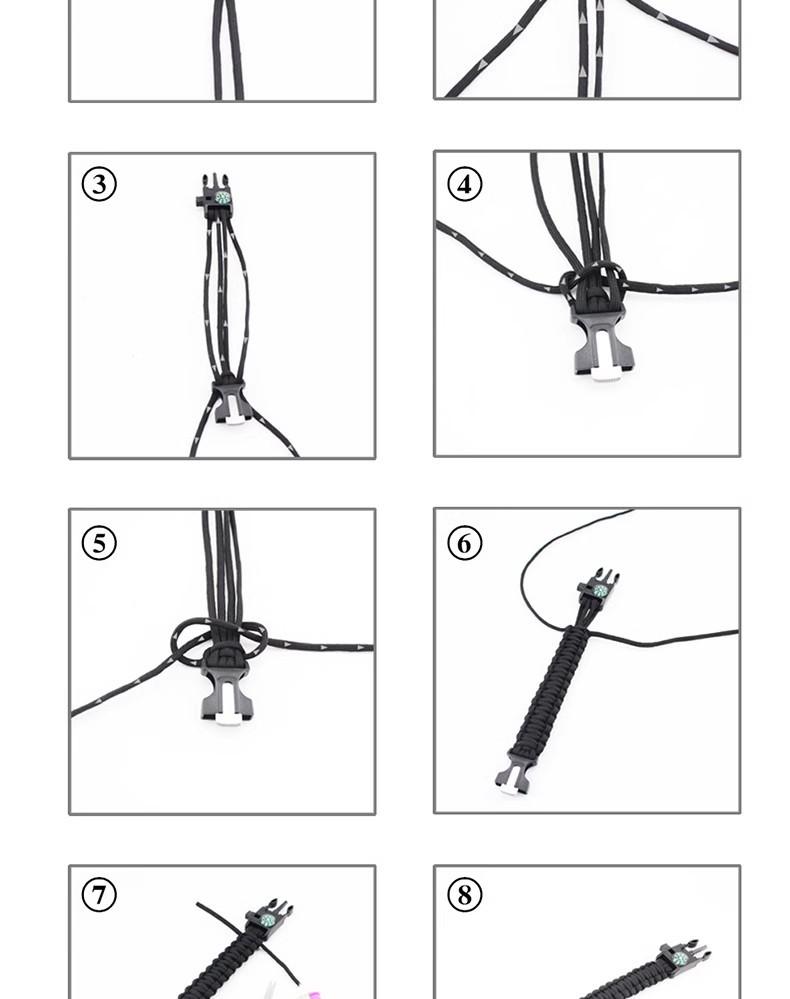 Outdoor Sports Foldable Survival Bracelet Whistle Outdoor Survival Five-in-One Multifunctional Compass Flint Rope Braided Bracelet Camping Pro Off-Road Electric Mountain Bike