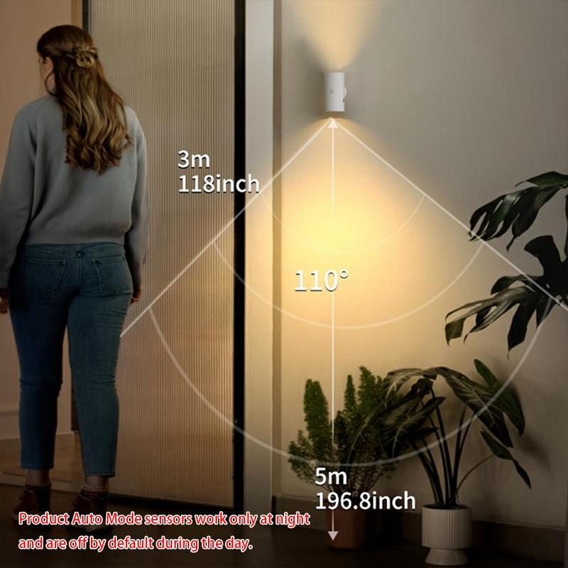 USB Rechargeable LED Night Light with Motion Sensor, RGB Ambient Light, Dimmable Magnetic Wall and Step Lamp for Entryway, Bedside, Desk or Closet