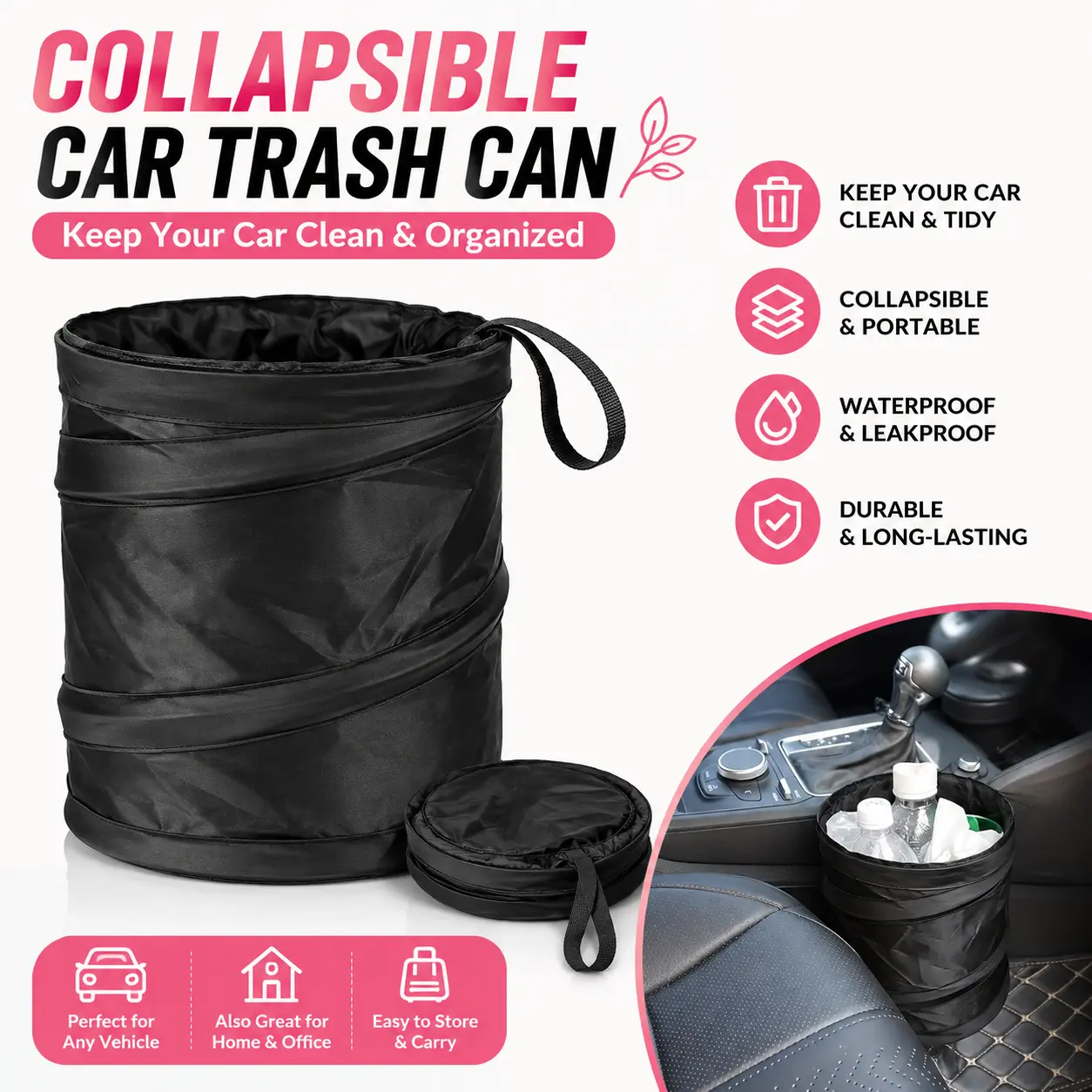 Portable Foldable Car Trash Can, Garbage Can For Car, Multifunctional Large Capacity Car Storage Bag, Car Interior Accessories for Car Stowing & Tidying, Car Organizer, Automotive, Holder, Car Organization Supplies, Car Trashcan, Car Trash Bags-YY0