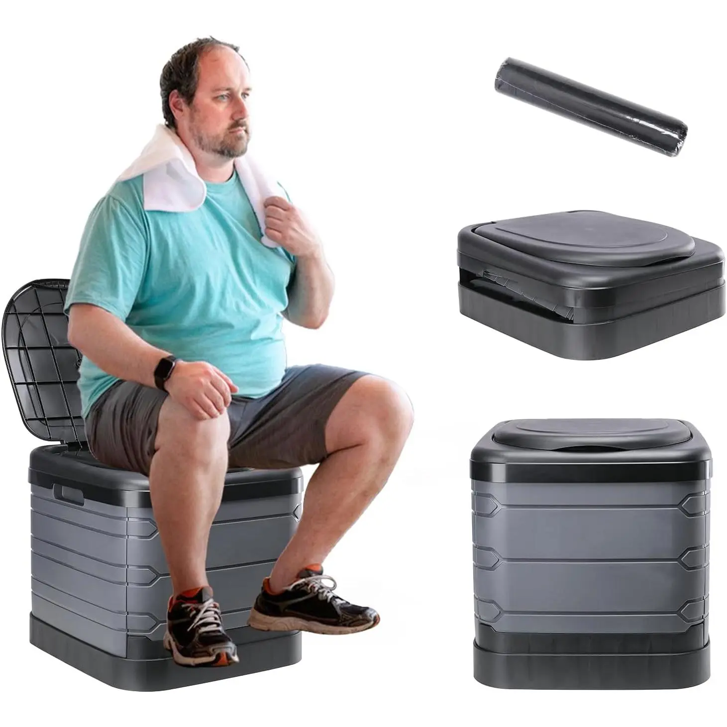 Upgrade XXXL Portable Toilet for Camping, Extra Large Folding Toilet for Adults, Travel Potty for Camping, Hiking, RoadTrip, Car, Tent, Truck Drivers, the Aged