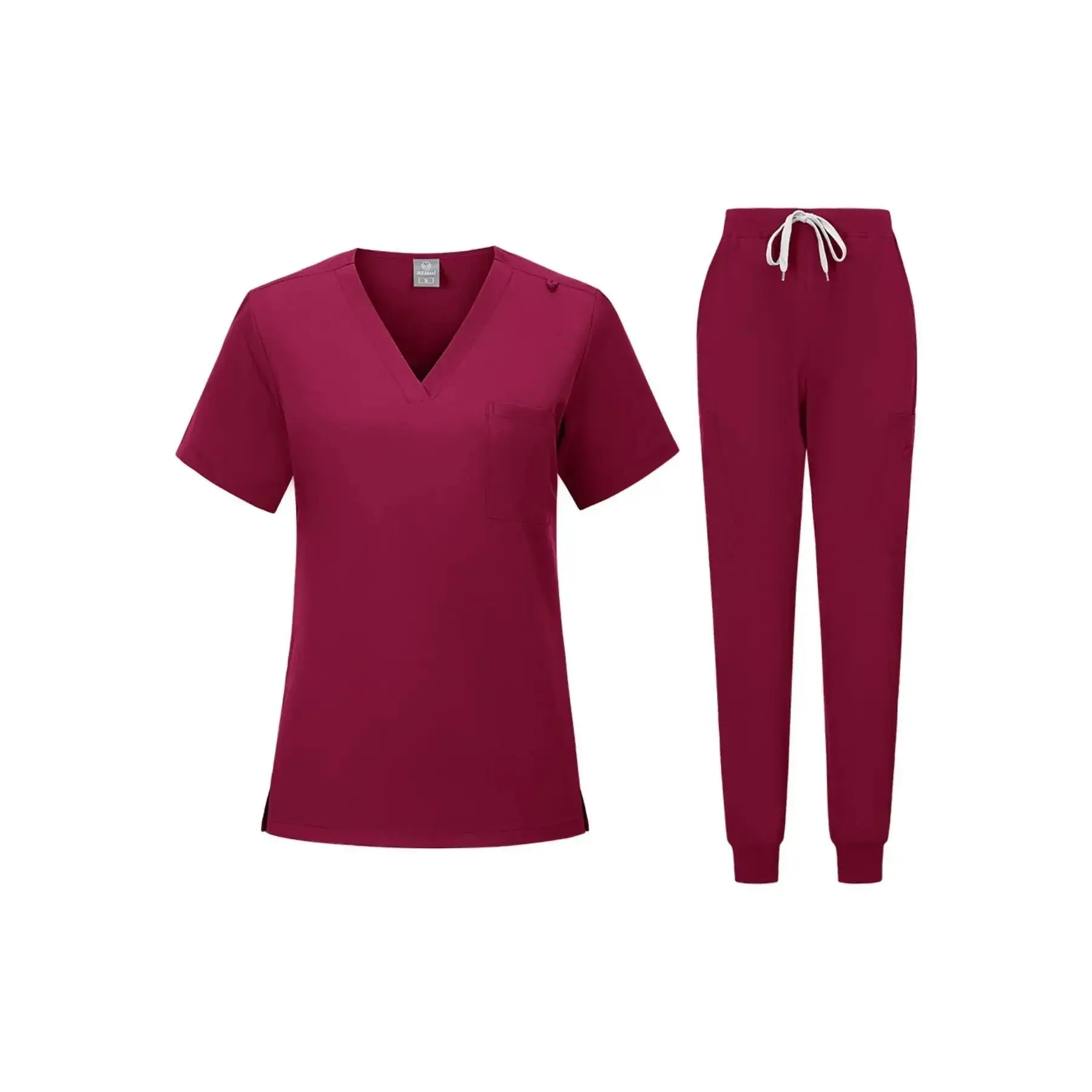 Lightweight Breathable V Neck Short Sleeve Scrubs Suit Basic Wicking Workwear Uniforms For Beauty Centers Staff..