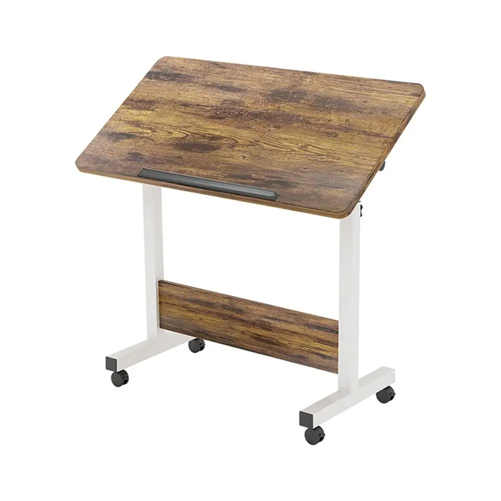 Adjustable Height Rolling Standing Desk for Home Office – Collapsible, Ergonomic Seat-Stand Workstation – Portable Computer Table with Wheels – Space-Saving Design, Ancient Oak, 80x40cm