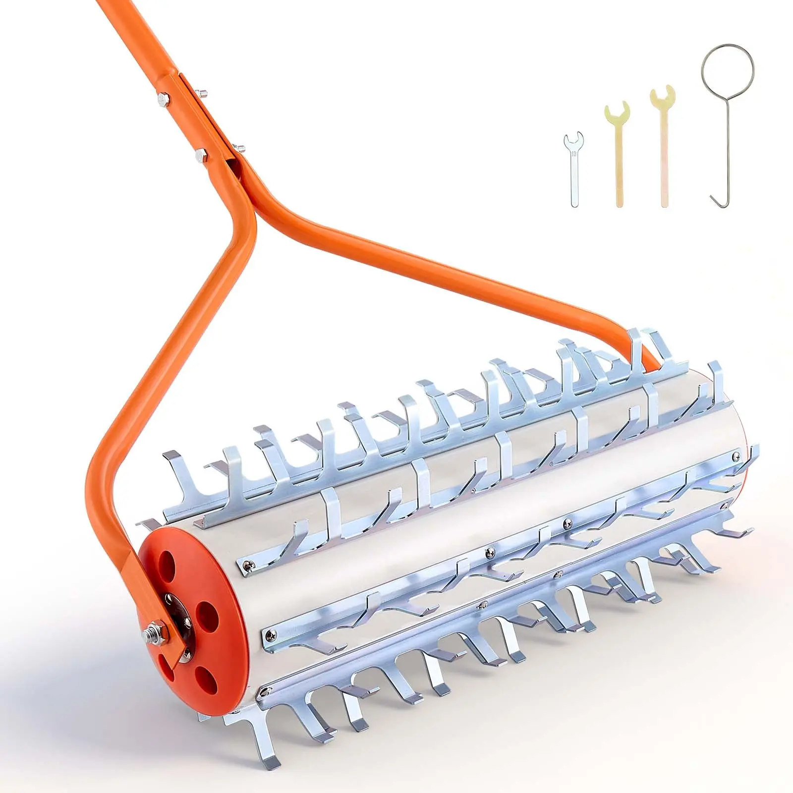 【DealsForYouDays】VEVOR Lake Weed Roller, 12 ft Lake Pond Weed Removal Tool, Muck Razer Aquatic Sludge Tiller, Rid Roots and Muck Buildup, 9 Preassembled Galvanized Iron Blades, 3 Aluminum Handles, Easy Assembly