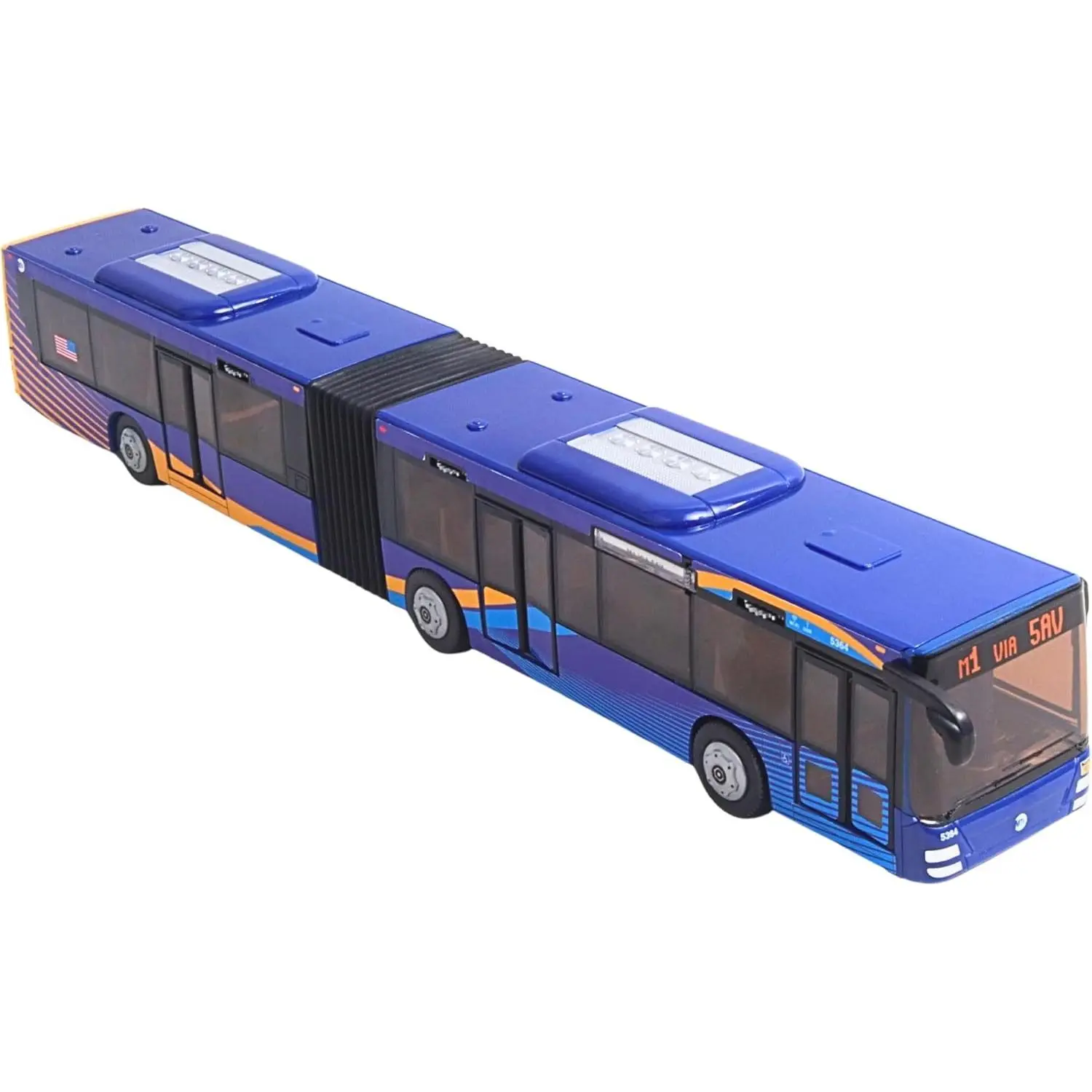 Officially Licensed MTA Articulated New York City Transit Die-Cast & Plastic Toy Bus with Opening Doors, 16-Inch City Bus Toy for Kids Ages 3+