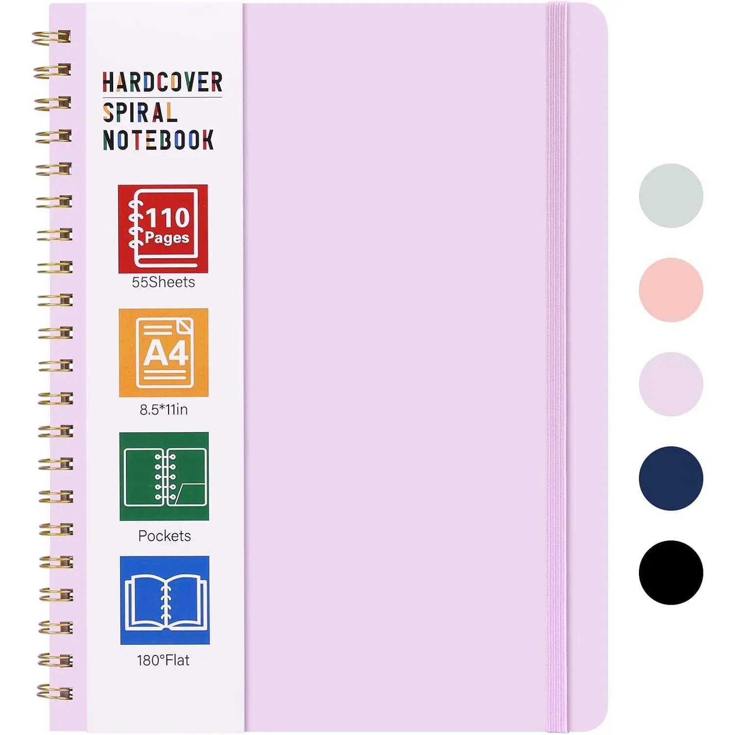 A4 Large Notebooks for Women Men, Spiral Notebook 8.5 x 11, 110 Pages College Ruled Hardcover Notebook for Work School Note Taking