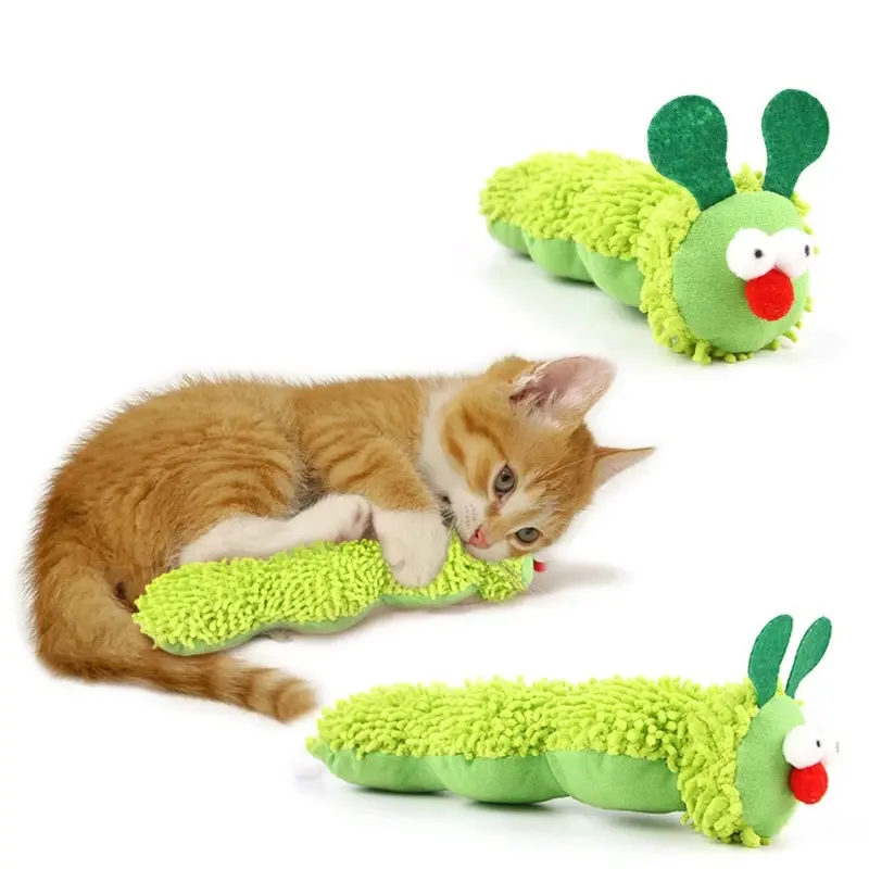 Caterpillar Catnip Silvervine Cat Chew Toy - Molar, Stress Reliever, Mouth-Cleaning Interactive Cat Teaser for Kittens, Pet Supplies Accessory