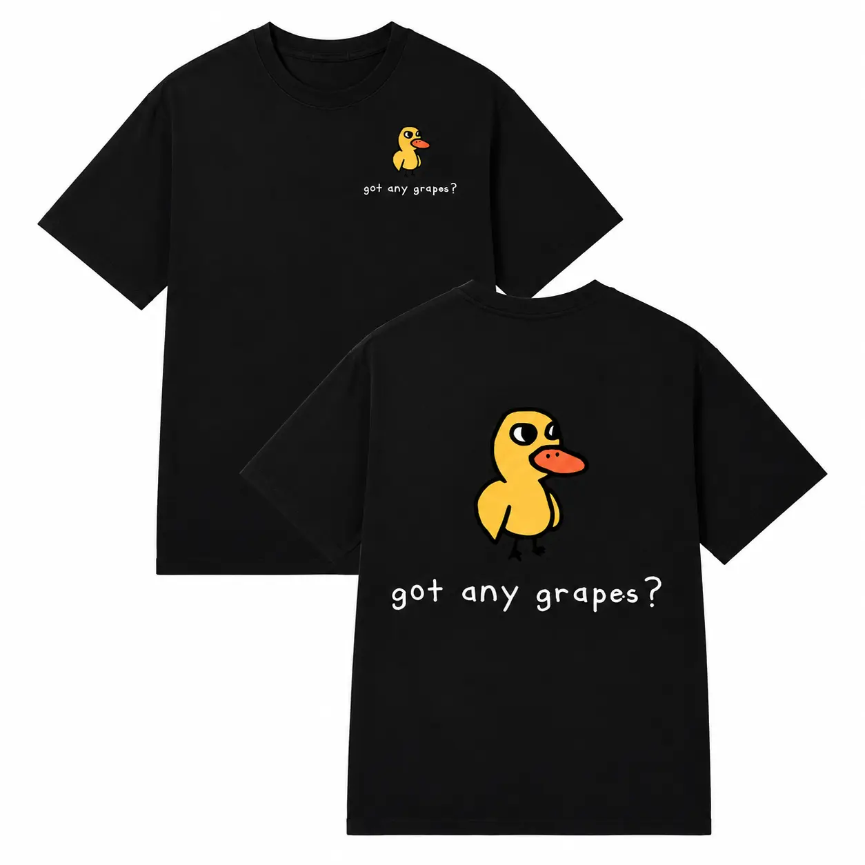 Unisex Funny Got Any Grapes Duck Song Graphic T-Shirt - Regular Round Neck Cotton Short-Sleeve Front&Back Print Casual Loose Vintage Streetwear Sporty Sports Tops Clothes
