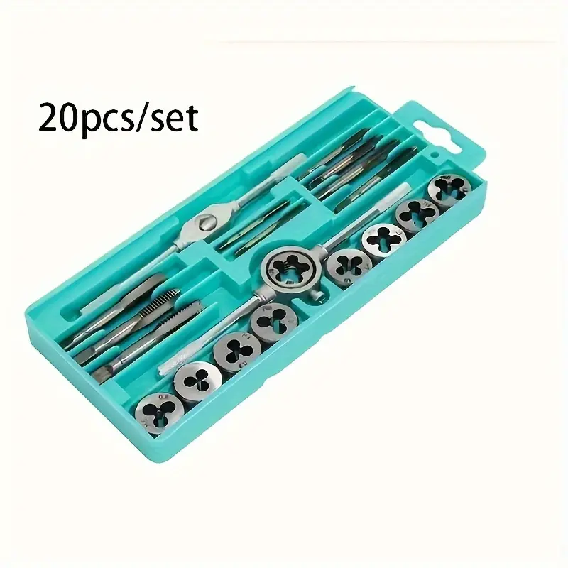 20-Piece Tap and Die Set with Tap Wrench, Metric Standard M3 to M12, Complete Thread Tool Kit for DIY Home Projects with Storage Case