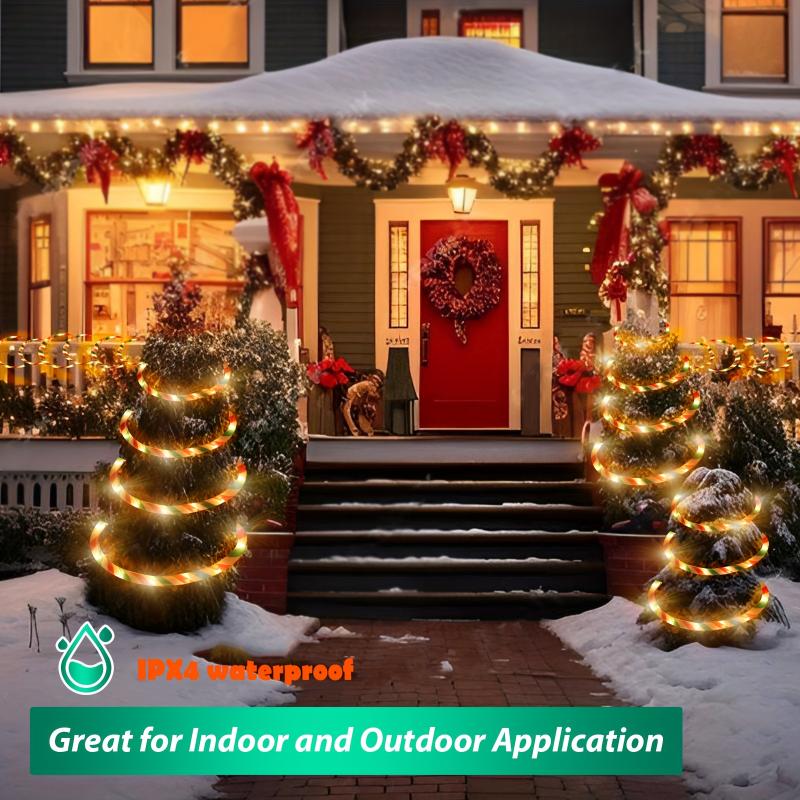 Candy Rope String Lights, LED Candy Cane Rope Lights, IPX4 Waterproof Outdoor LED Christmas Decor Lights For Garden Yard Party Xmas Christmas Holiday Decorations
