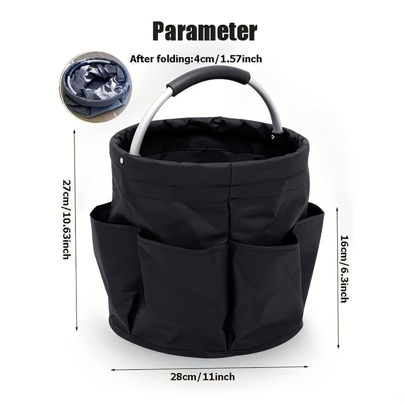 Foldable Storage Basket, Collapsible Baskets, 1 Count Multi-Functional Garden Tool Tote with 6 Pockets, Portable Organizer Bag with Rounded Handle, Multipurpose Basket for Home, Office, Dormitory and Outdoor Use # GLOBAL PICKS