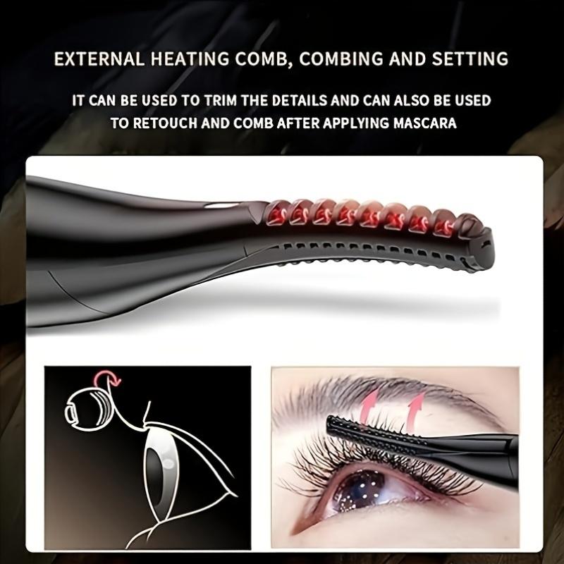 2-in-1 Heated Eyelash Curler - USB Rechargeable Clip-Type and Built-in Comb Heated Lash Curler - 3 Different Temperature Modes Quick and Long-Lasting Curl Effect 2-in-1 Heated Eyelash Curler - USB Rechargeable Clip-Type and Built-in Comb Heated Lash Curler - 3 Different Temperature Modes Quick and Long-Lasting Curl Effect