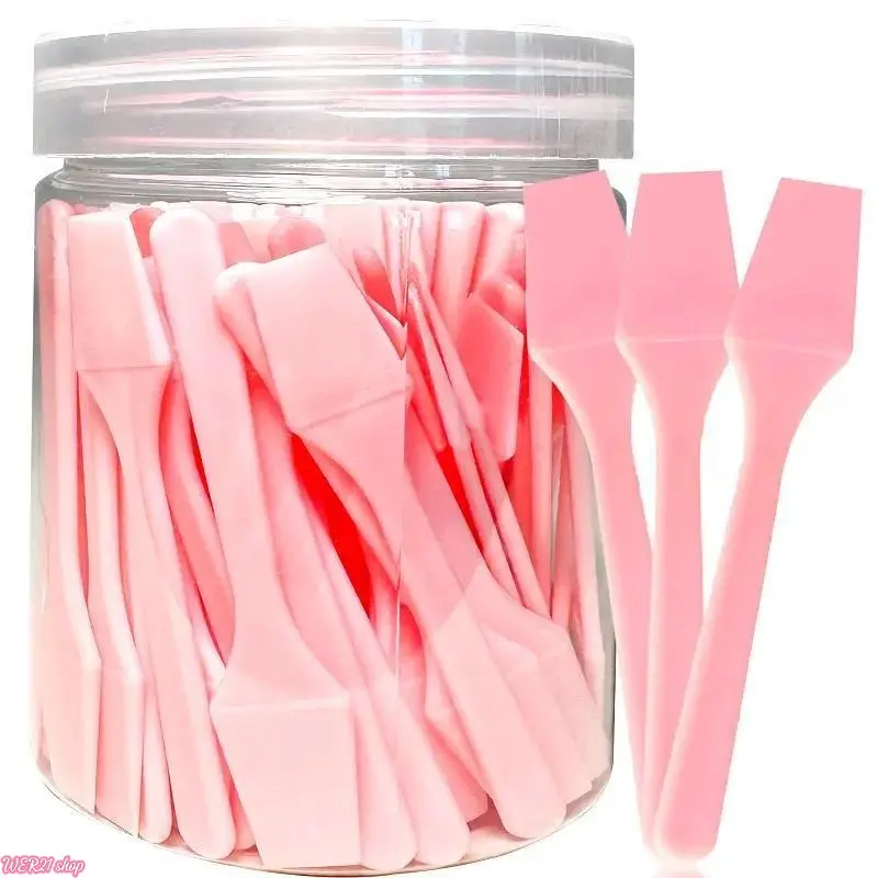 [SummerWins]100 Pcs Cosmetic Spatulas for Mixing Creams and Skincare, Small Plastic Makeup Applicator for Crafts and Scraping Jars