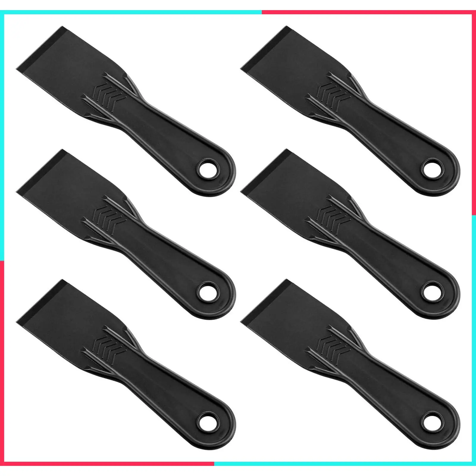 6 PCS 2 Inch Black Flexible Plastic Putty Knife Scraper for Wall Repair, Plaster Pasting, Putty Scraping
