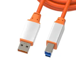 USB 3.2 Gen 2 A to B Printer  - 6.5ft (2m)  10Gbps USB MIDI  - Durable Orange Data Cord with  Shell for External Hard Drive, Scanner,  Printer, NAS