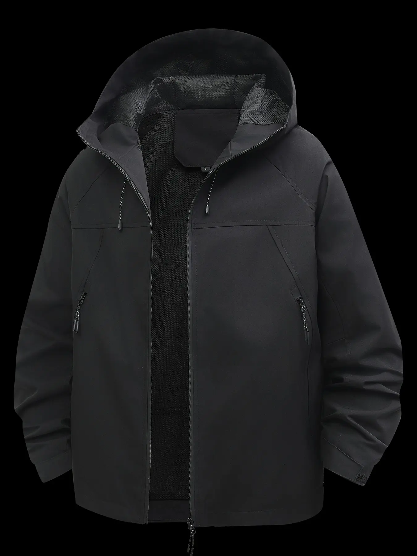 Men's Solid Color Hooded Raincoat, New Spring Fall Outdoor Waterproof Windproof Long Sleeve Jacket, Versatile Casual Workwear Coat