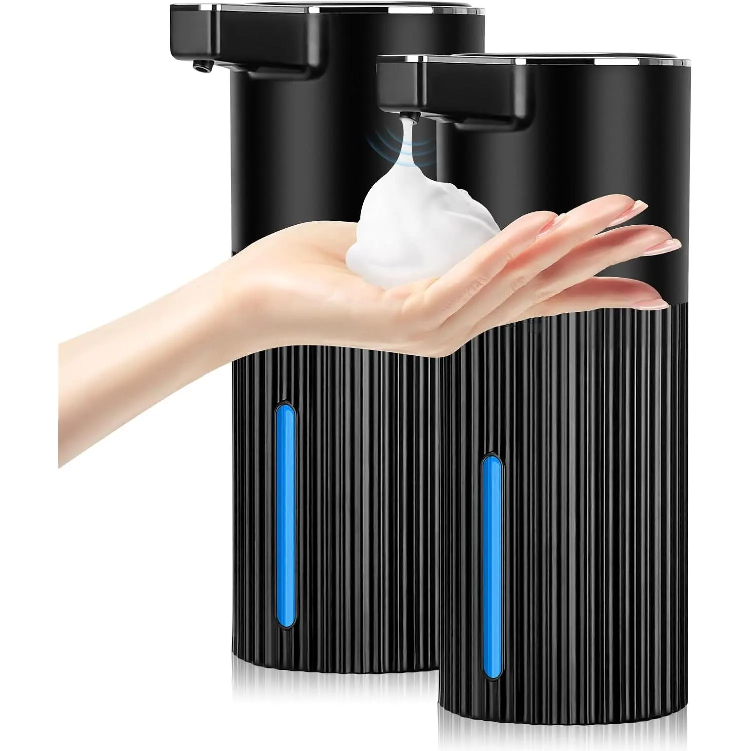 Minimalist 2-Pack 14oz Foaming Touchless Electric Soap Dispenser Set - Black, Wall-Mountable, Pump-Operated for Hand & Dish Use (& Home Supplies)