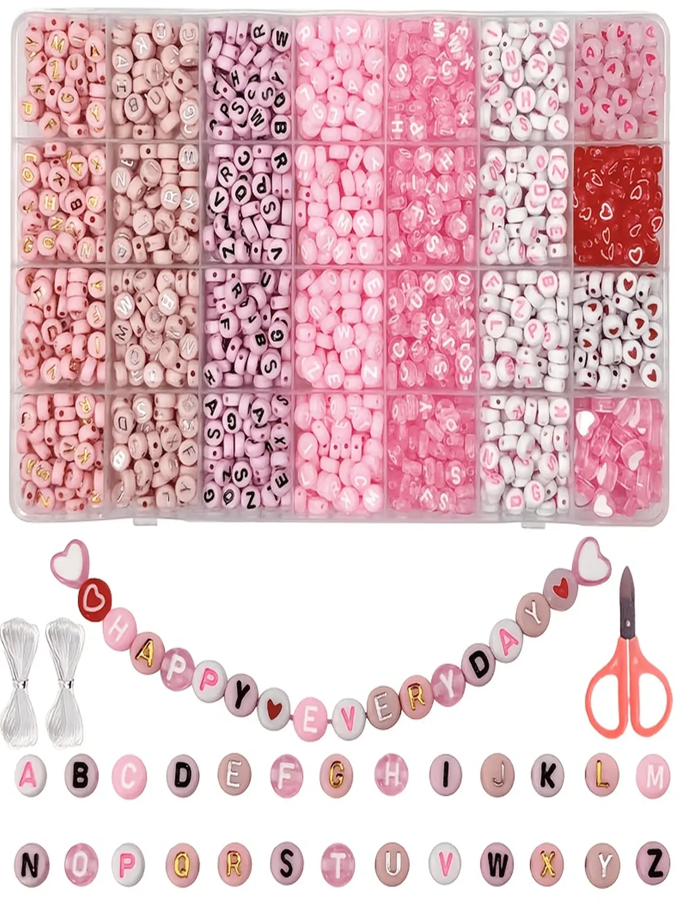 1400pcs High-Quality Beads Set, DIY Jewelry Making Kit, Includes Storage Box and Thread, Perfect Gift