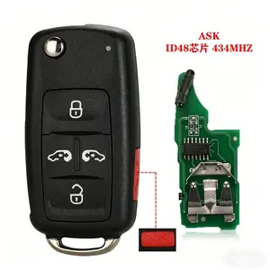 5 Button Flip Semi-Smart Remote Car Key 434MHz ID48 Chip 5K0837202AD HU66 For VW Volkswagen Golf Jetta Beetle Tiguan Touran