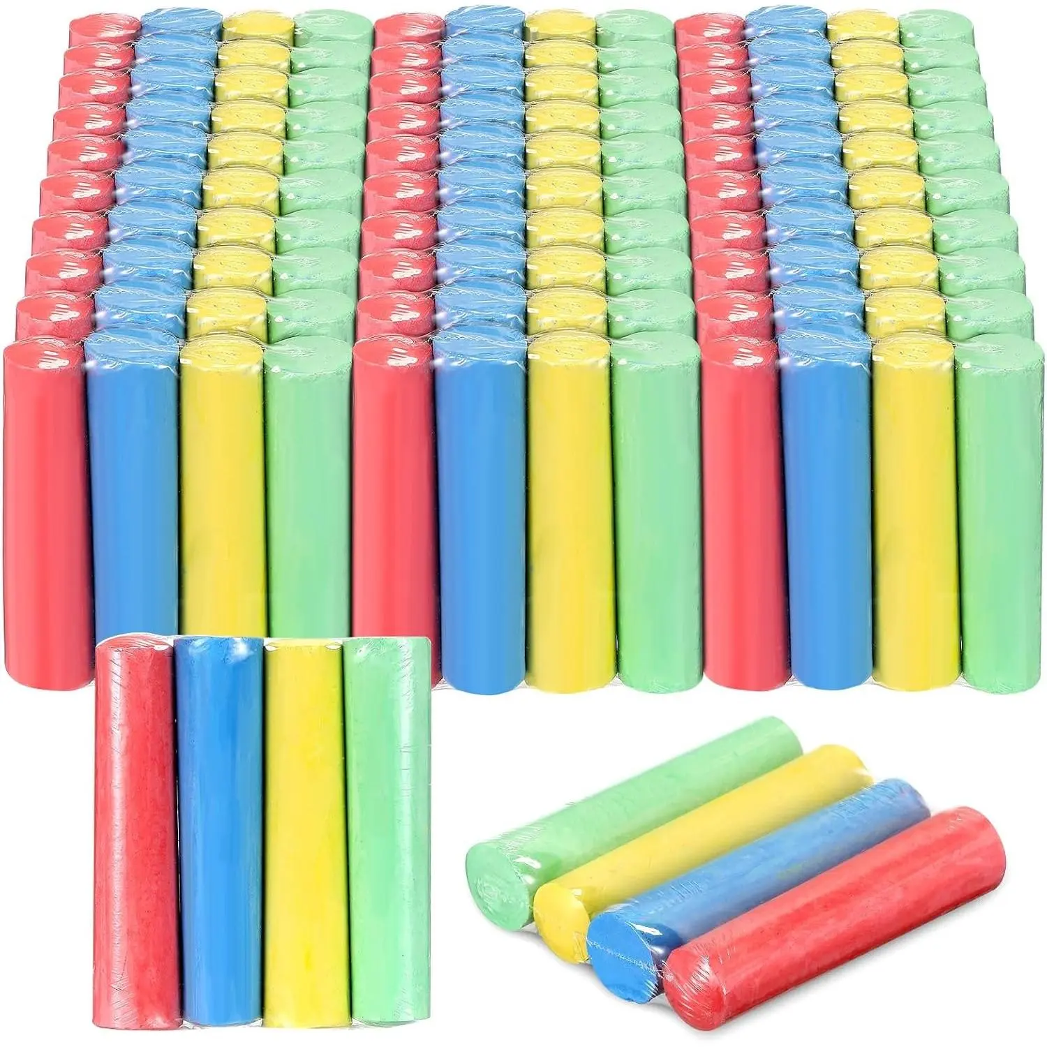 120 Pcs Non Toxic Jumbo Sidewalk Chalks Set 30 Count 4 Colors, Perfect for Party Gift Outdoor Art Play Painting, Available in Red Yellow Blue Fruit Green Classic