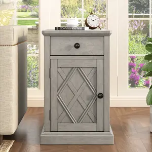 ARCH Classic Charging End Table with USB Ports and Storage Shelf, Wooden Accent Side Table for Living Room, Bedroom, Small Space, Sofa Nightstand, Easy Assembly, 1-Pack, Compact Charging Table with Built-In Outlets for Home Office, Dorm