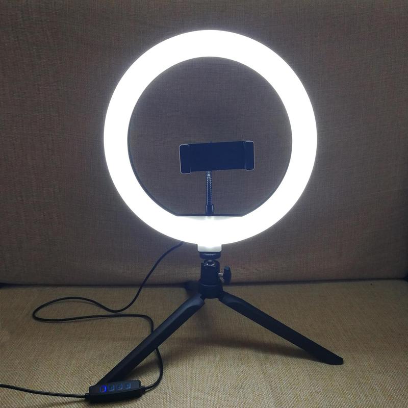 Selfie Ring Light with Tripod Stand, LED Selfie Fill Light with 360° Rotation and 5 Lighting Modes, Selfie Light with Phone Holder for Live Stream/YouTube Videos/Make up/Photography, Selfie Accessories