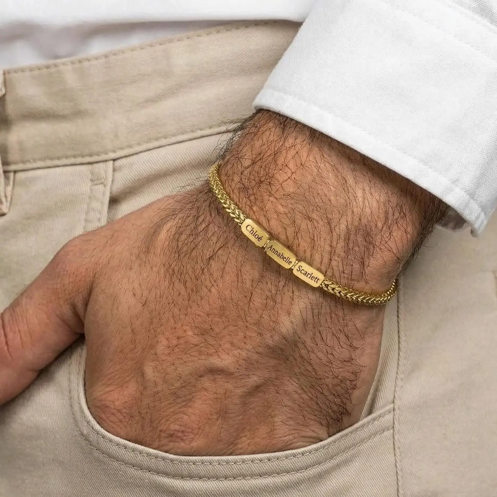 Custom Men's Gold Bracelet, Personalized Gift For Dad, Engraved Jewelry For Men, Name Necklace, Kids Name Bracelet,Husband Gift,Christmas