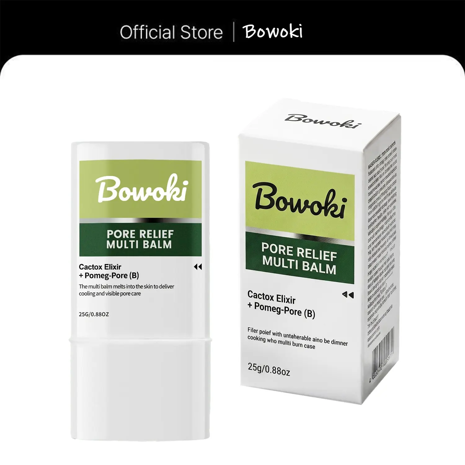 Bowoki PORE RELIEF MULTI BALM with Cactus Cooling Reduce Puffiness & Pore Tightening for Visible Pore Care Skin Repair