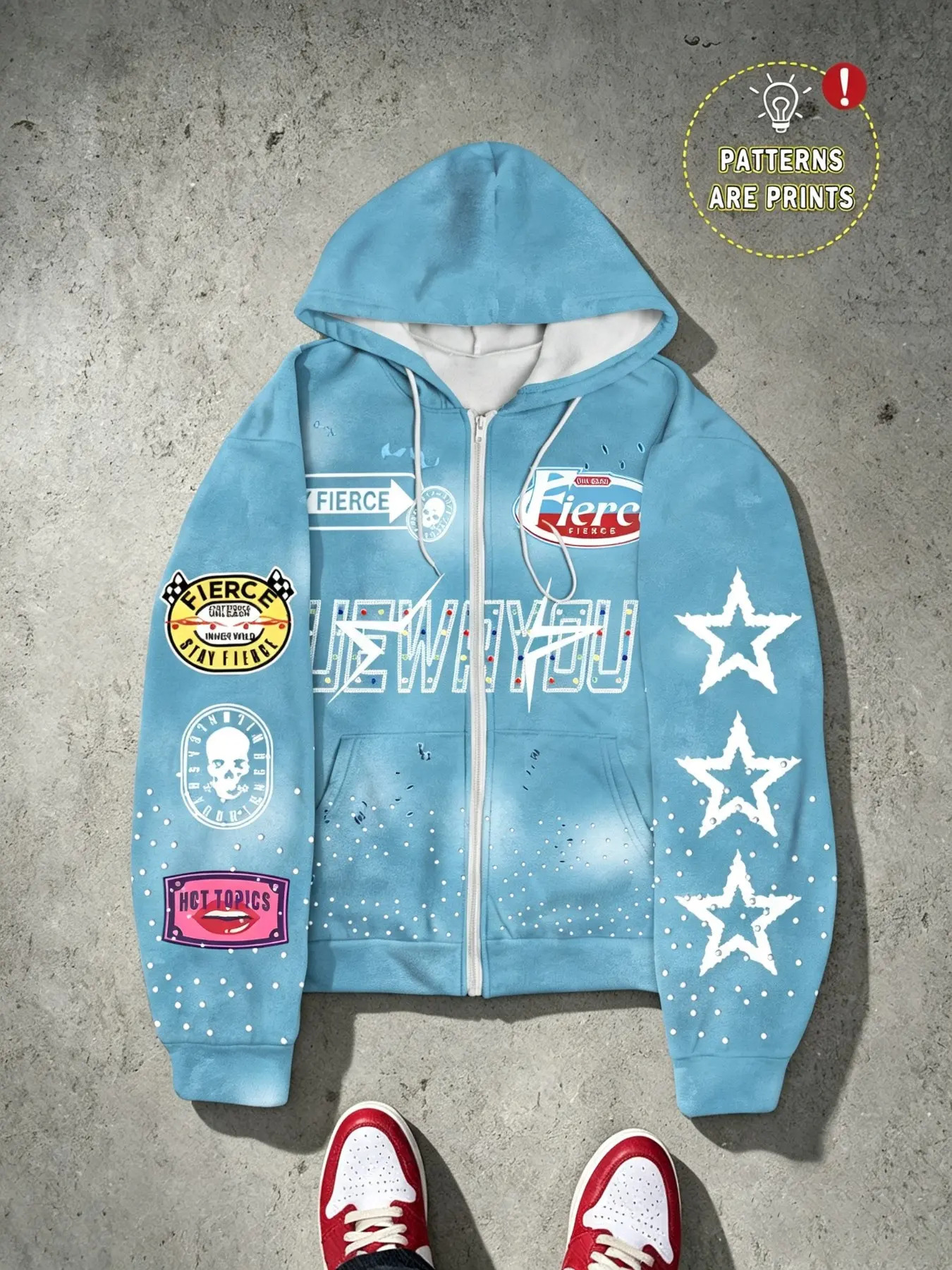 Men's Hip Hop Full Zip Hoodie, Trendy Y2K Street Print Sweatshirt, Casual Long Sleeve Zip-Up Top, Fall & Winter Fashion