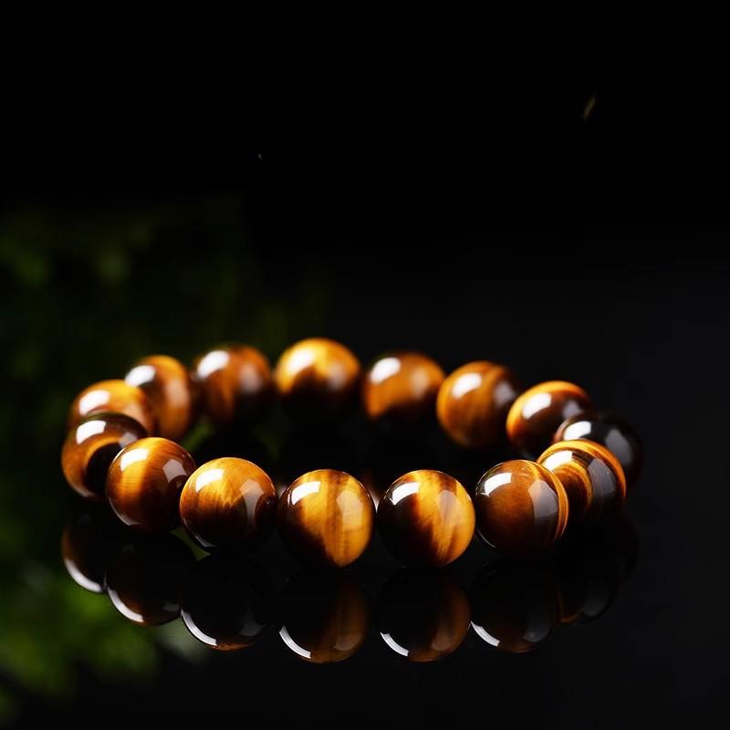 Natural Tiger Eye Stone Bracelet for Men and Women, Yellow Tiger Eye Stone, Colorful Tiger Eye Cat Eye Stone, Wood-Transformed Tiger Eye Stone Bracelet