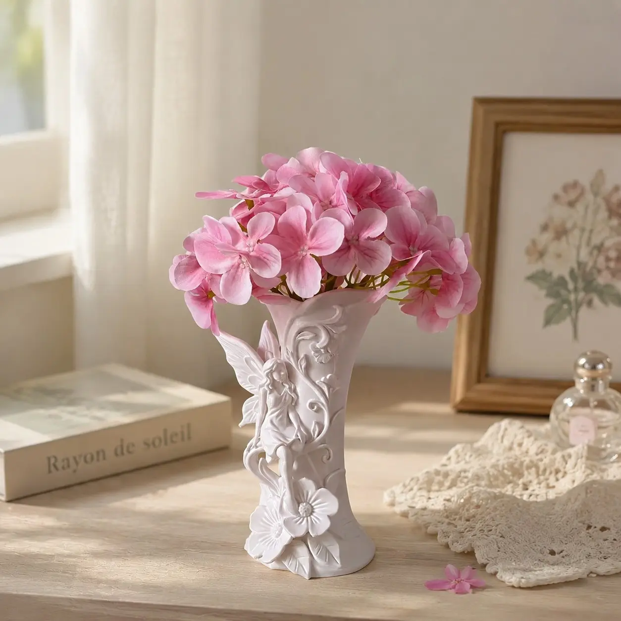 3D Fairy Sculpture Vase Base, French Vintage Forest Style, DIY Hand-Painted, Floral Arrangement, Living Room Decor, Decorative Vases For Home Decor, Creative Gift