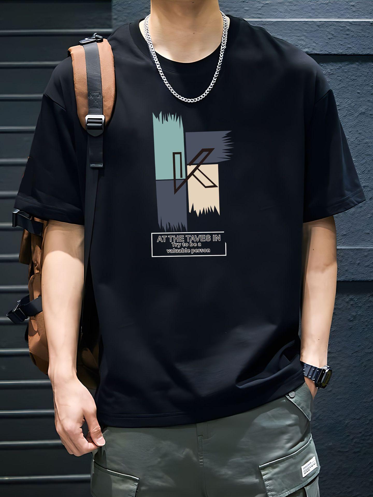 Men's Pure Cotton Short-Sleeve T-Shirt - Loose Fit, Crew Neck, Streetwear Style. A Versatile & Trendy Summer Essential - E-Commerce Bestseller.