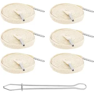 6 Pack 55 Inch Cream Cotton Flat Drawstring Replacement Cords with Threader for Sweatpants Waist Hoodie