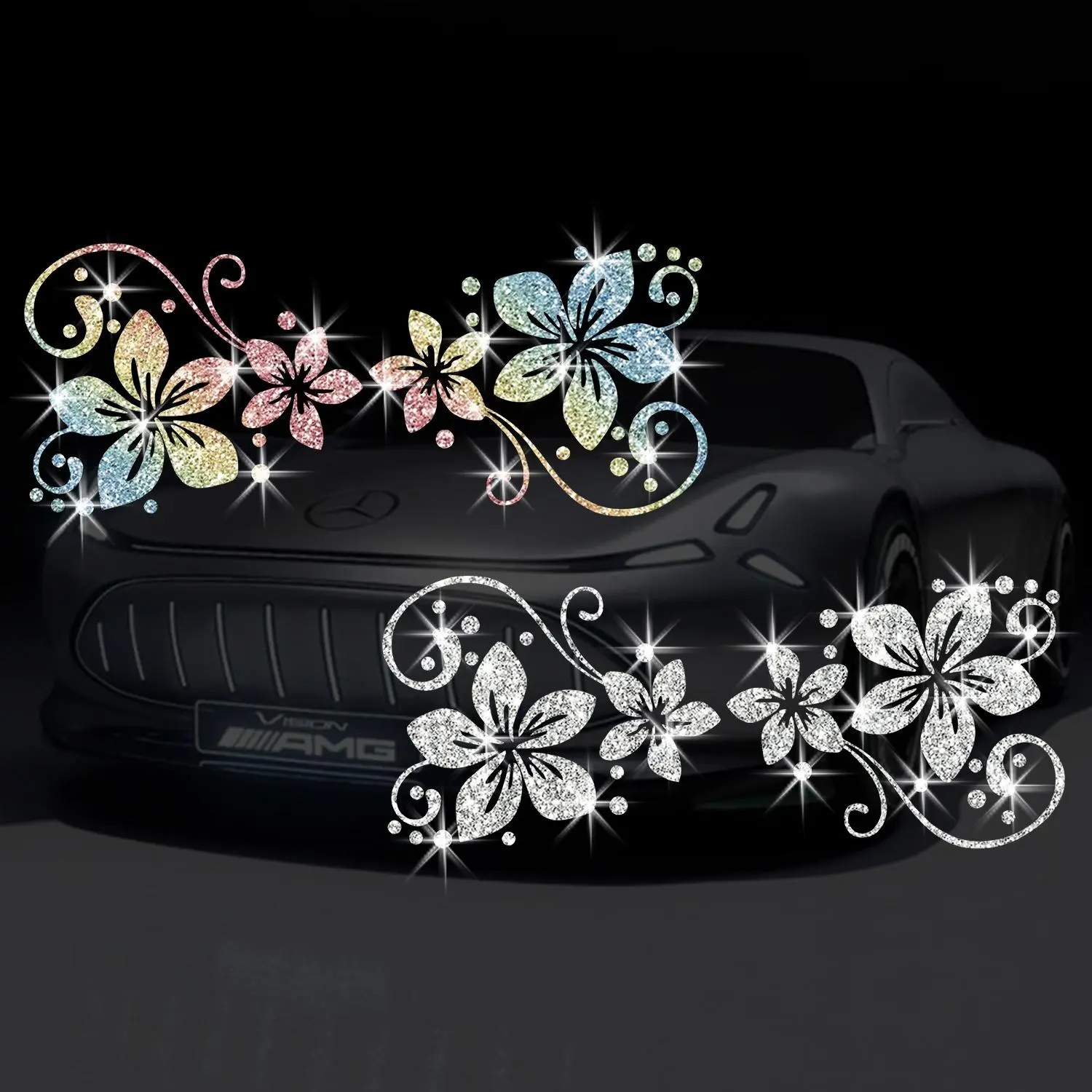 Cherry Blossom Vine Car Decorative Sticker, Glitter Reflective Waterproof Vinyl Decal for Women, Exterior Auto Styling Accessories for Car, Waterproof Vinyl Decals, Water-Resistant