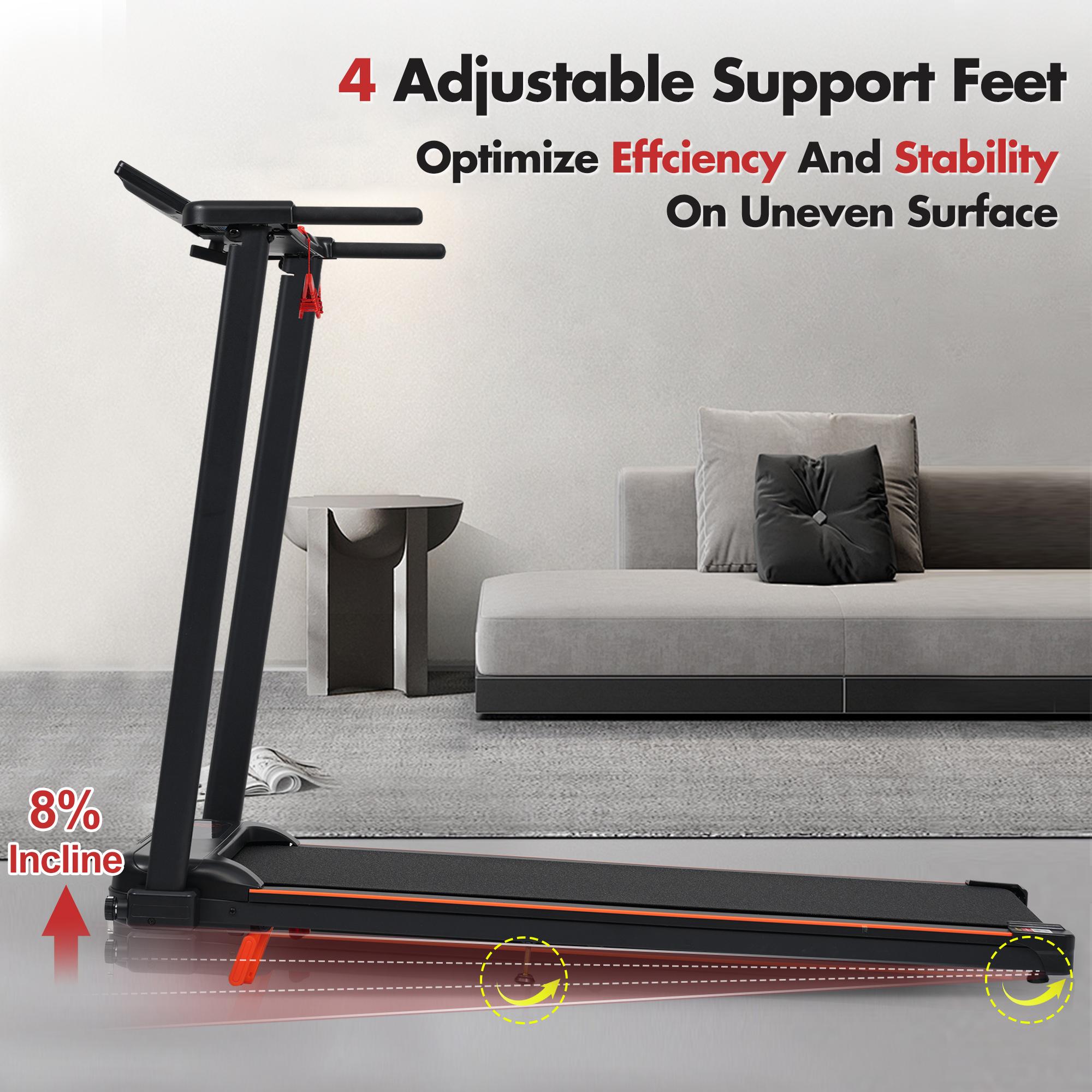 3.0HP Foldable Treadmill with 8% Incline, 40.94x14.17 Inch Anti-Slip Running Belt, Double Shock Absorption, 1–8 MPH Speed, 12 Preset Programs, 265LBS Capacity, Quiet Home Office Fitness Running Machine