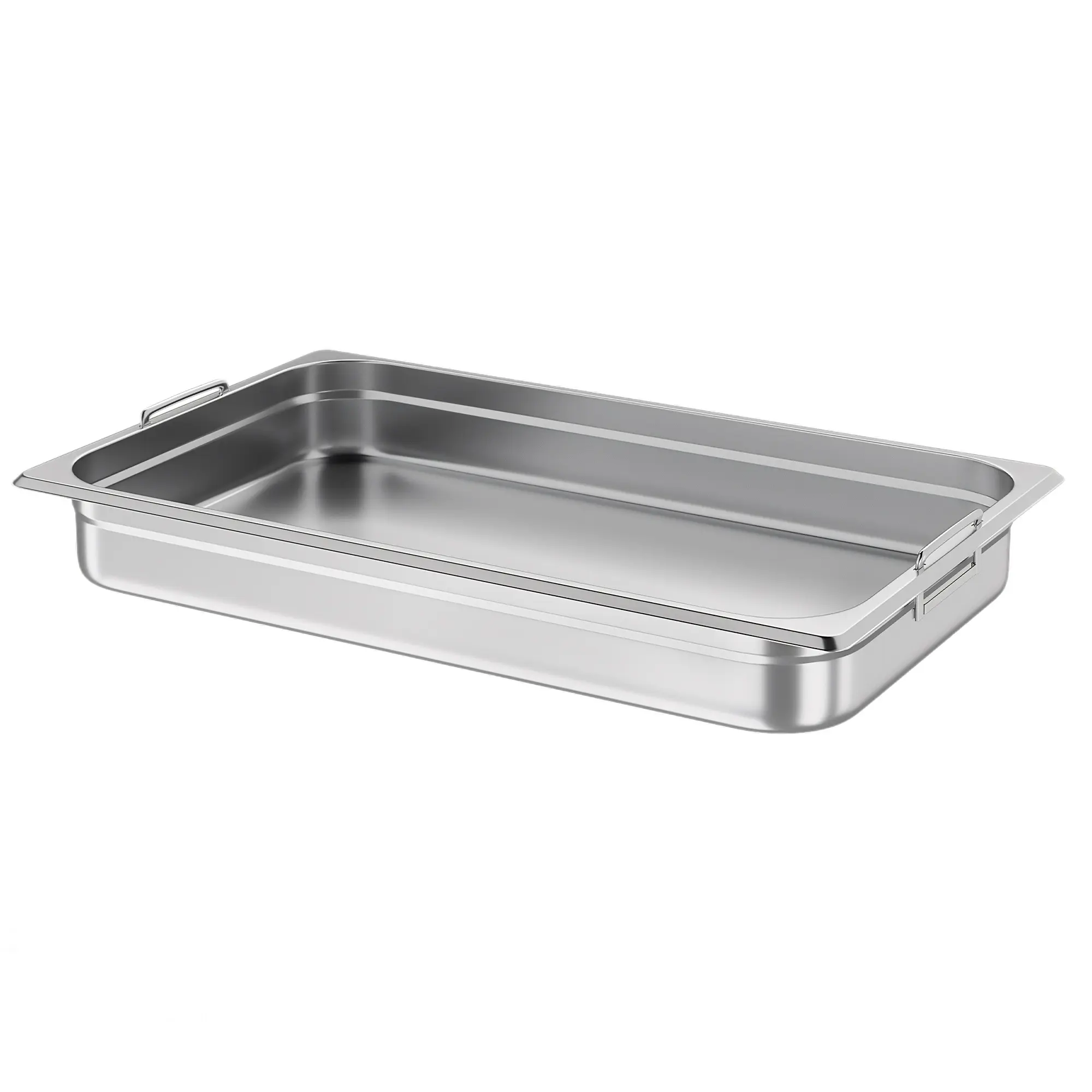 Hosslly 6-Pack Rectangular Solid Metal Deep Pan, 2.5-Inch Stainless Steel Commercial Kitchen Plates with Handle, Anti-Jam Steam Table Serving Trays for Catering Storage