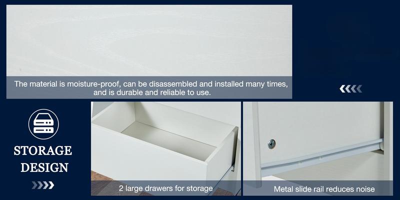 LED Nightstand with Charging Station, Floating Modern Black Bedside Table with Drawers, Smart Night Stand with Wireless Charging, USB/Type-C Ports & RGB Lights, White