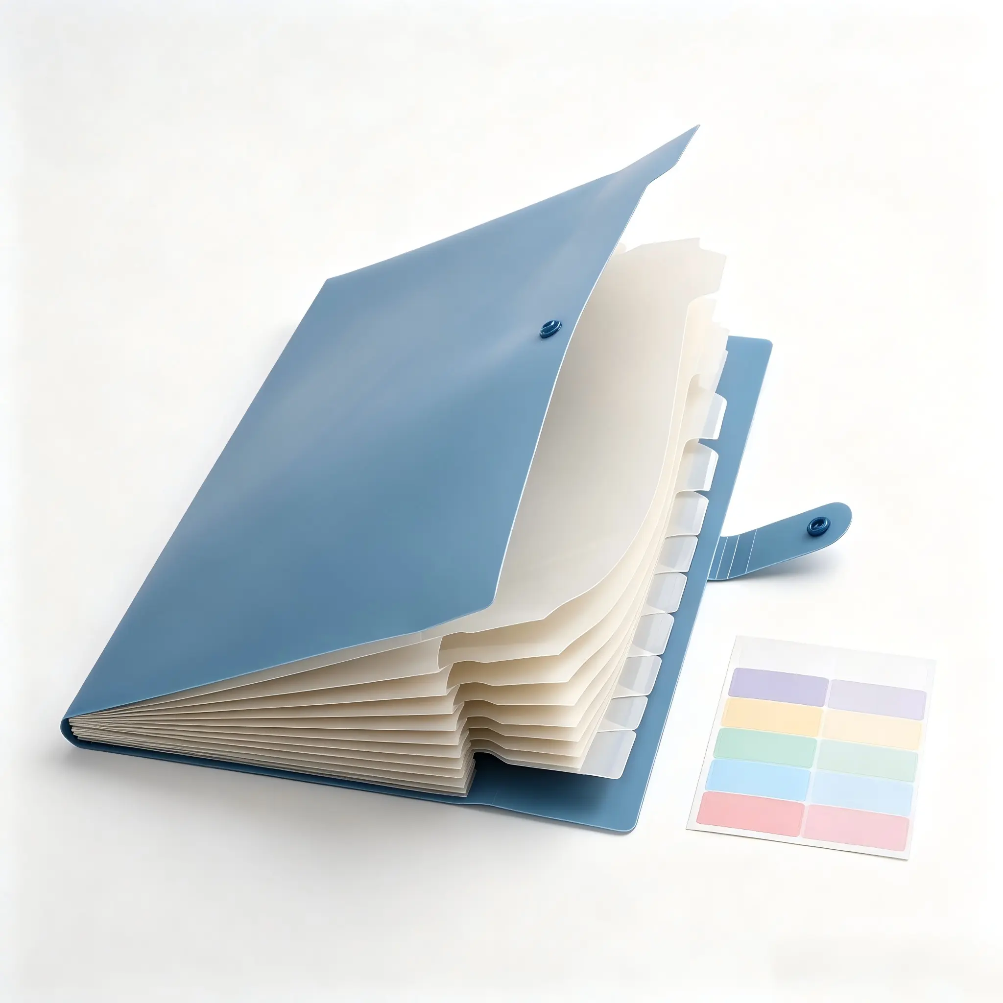 12-Pocket Expanding File Folder, A4 Letter Size, Accordion Document Organizer, Snap Closure, Labeled Tabs, Color-Coding Stickers, Home Office School