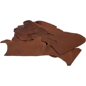 Genuine Cow Leather Sheets Remnants Scraps Hides Tooling Leather for Crafts Soft Raw Leather 11-12 Oz Pack (Brown)