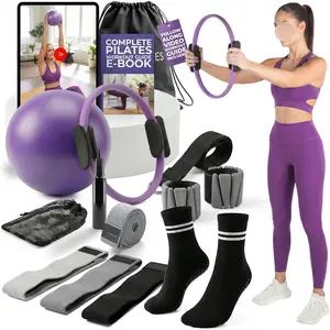Pilates Ring Kit with Video Workout Guide, Studio Grade Anti-Deformation Pilates Kit with Ankle Weights for Women, Pilates Equipment Set for Beginner with Pilates kit for Women