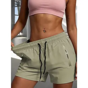 Summer Womens Sport Running Shorts | Quick Dry Stretch Lightweight Material, Secure Zipper Pocket to Hold Small Items, Adjustable Drawstring High Waist, Fashion Slim Fit Suitable for Gym, Jogging, Casual Errands, Outdoor Activities and All-Day Summer Casu