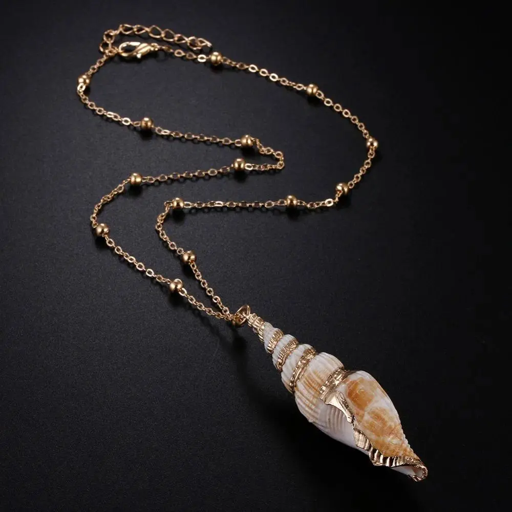Bohemia Conch Pendant Collier Necklace for Women Girls Natural Shell Necklace Summer Sea Beach Gift Necklaces Cowrie Jewelry