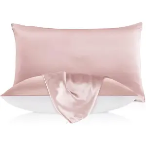 Natural Silk Pillowcase for Hair and Skin with Cotton Underside Standard 20x26 Inch Rosy Pink 1pc 19 Momme