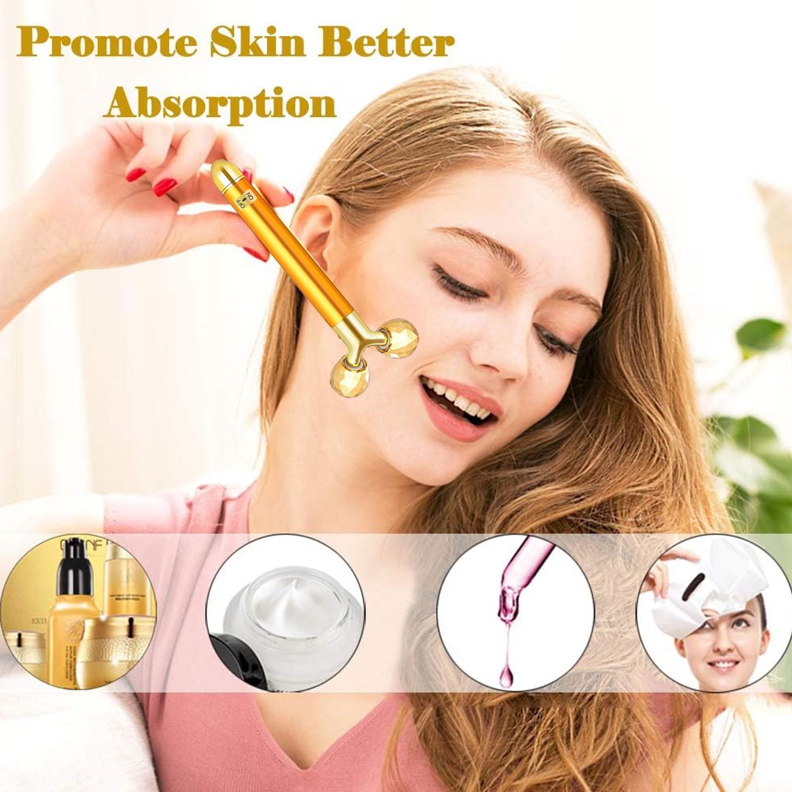 Electric Face Massager, 1 Box 3D Roller & T Shape Facial Roller Massager Kit, Skin Care Tools for Women & Men