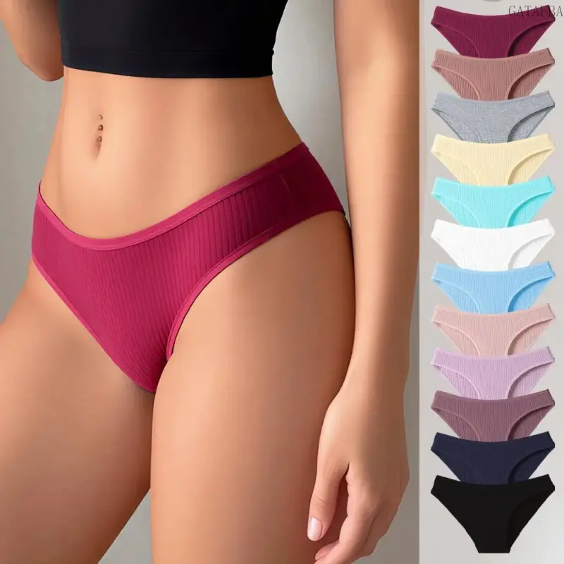 Women's Multi-Pack Seamless Bikini Briefs, Plain Cotton Underwear, Soft Comfortable Chic Style for Everyday Wear